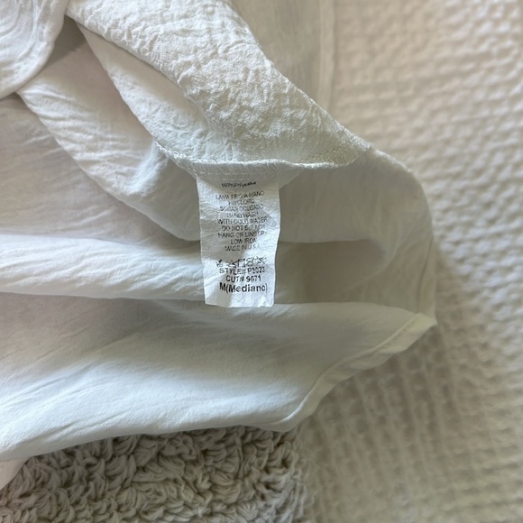 Jodifl Women's M Flutter Sleeve Pocket Tee Shirt White Crepe Texture Oversized - Picture 11 of 11